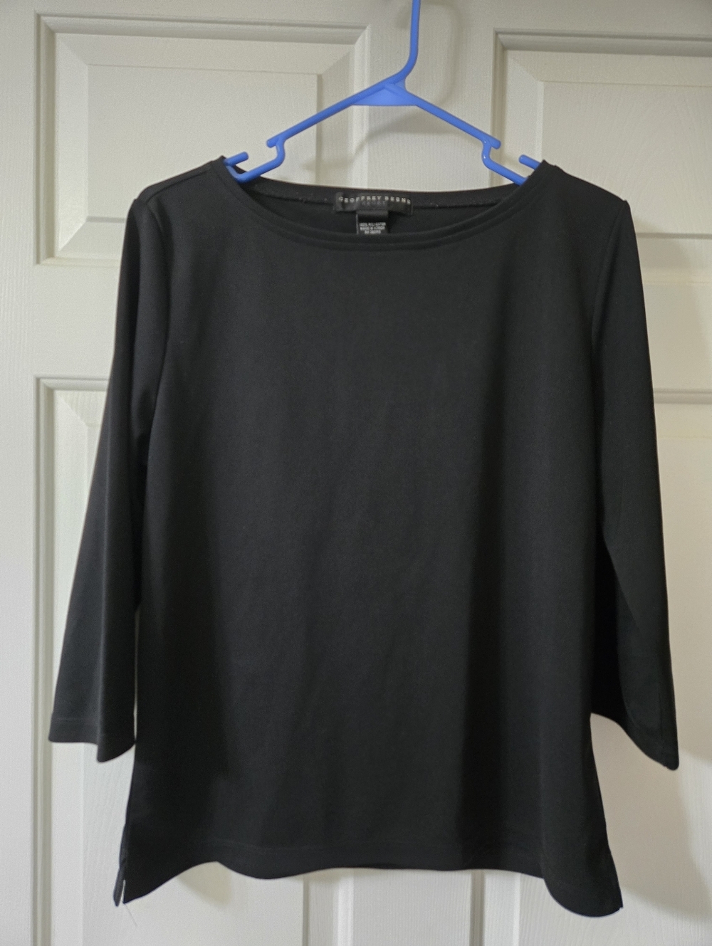 Geoffrey Beene Black Boatneck Long Sleeve Tee